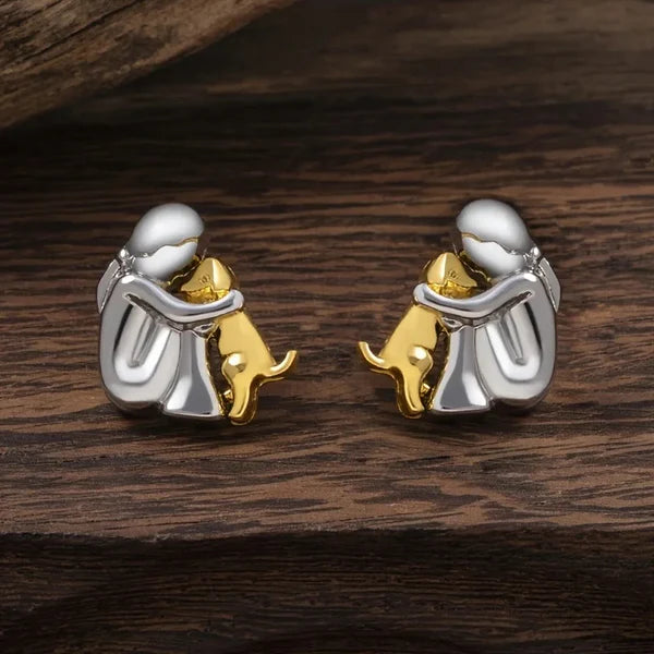 Bicolor Hugg Oorknopjes in Zilver en Goud