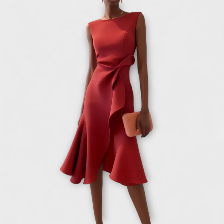 Juliette – Asymmetrische Midi Jurk met Drapage