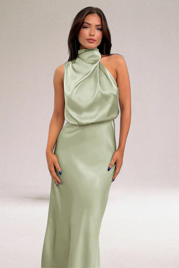 VALENTINA | Elegante Satijnen Jurk met Verfijnde Details