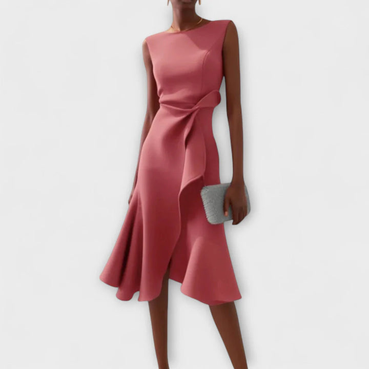 Juliette – Asymmetrische Midi Jurk met Drapage