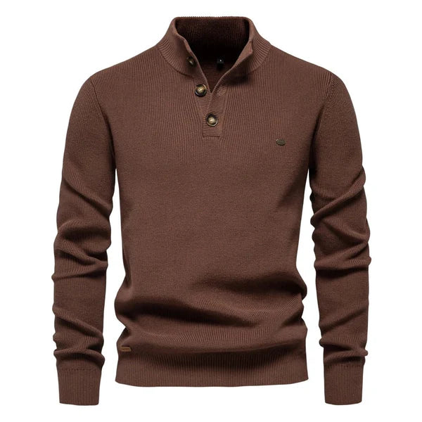Konrad | Stijlvolle herenpullover met knoopdesign