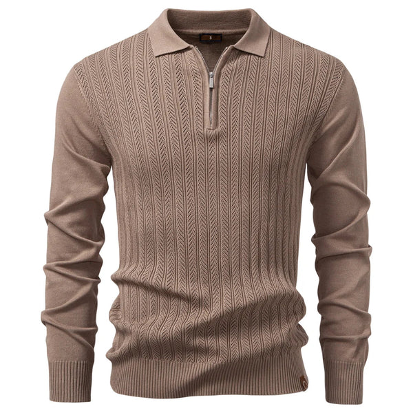 ARMAND | LUXE STRUCTUUR POLO MET RITS VOOR HEREN