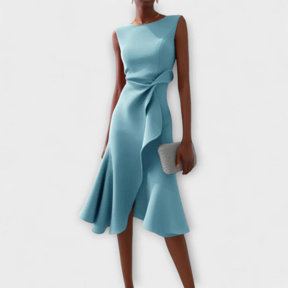 Juliette – Asymmetrische Midi Jurk met Drapage