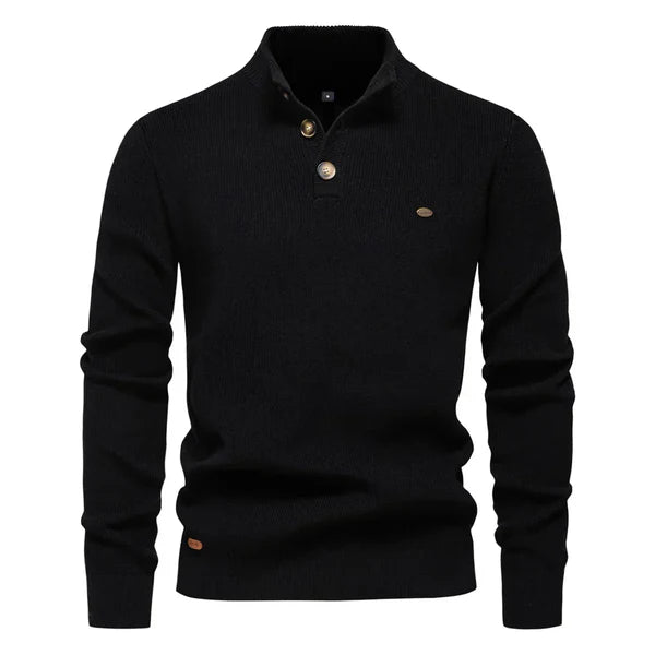 Konrad | Stijlvolle herenpullover met knoopdesign