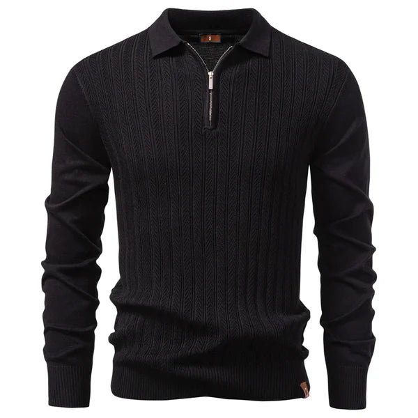 ARMAND | LUXE STRUCTUUR POLO MET RITS VOOR HEREN