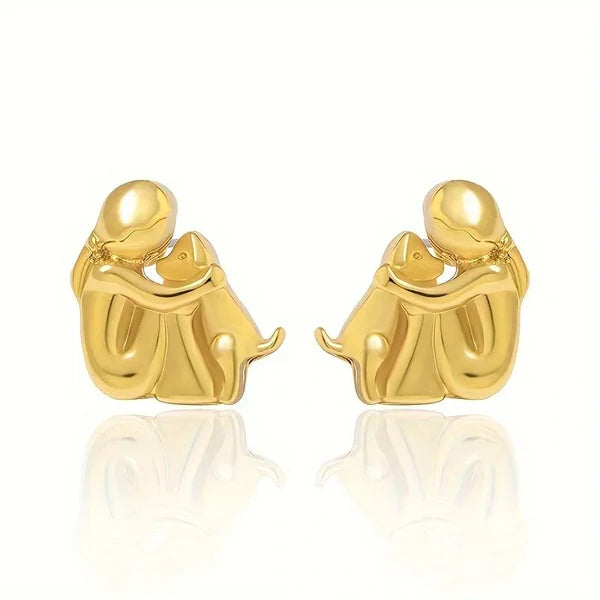 Bicolor Hugg Oorknopjes in Zilver en Goud